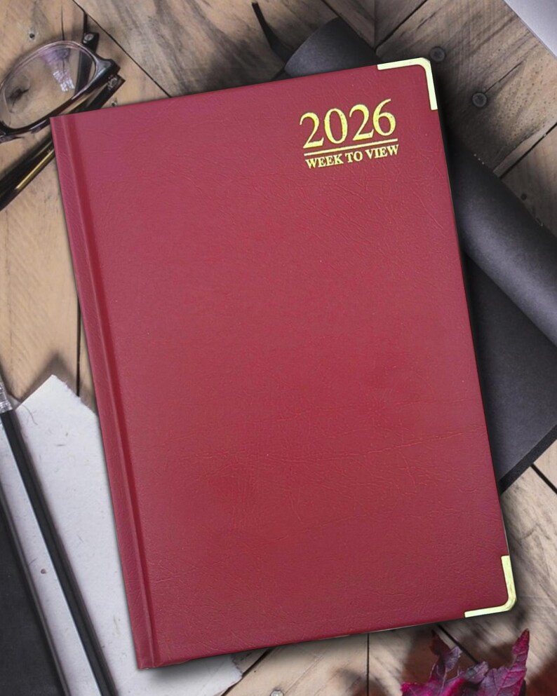 Celino 2026 Diary – A4 Week-to-View, Padded Cover With Metal Corners – Full Year Planner