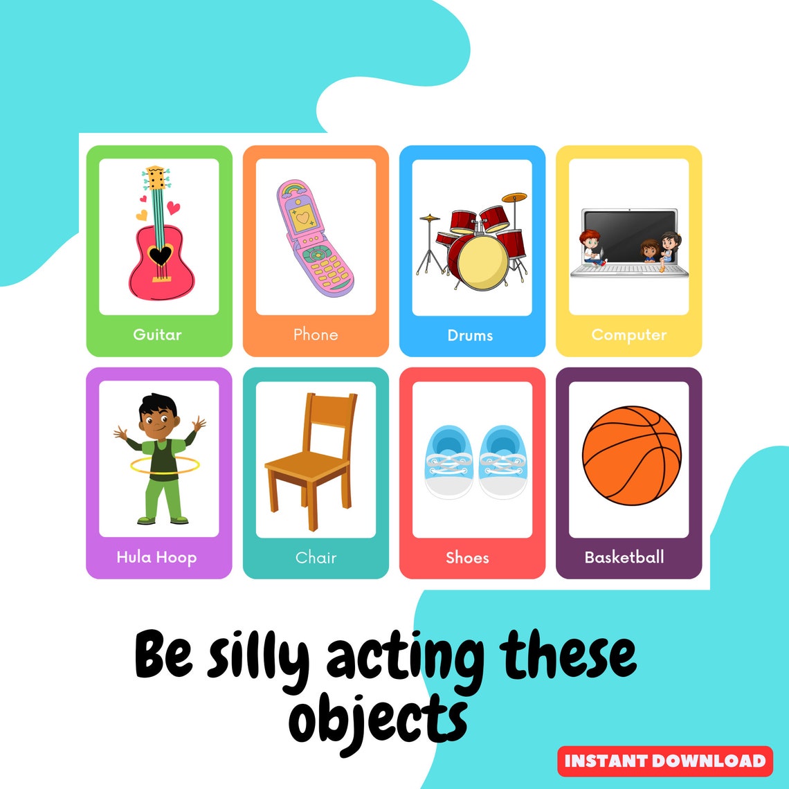 Printable Kids Charade Cards for Ages 4-8, Fun and Engaging Game for Parties and Playtime ...