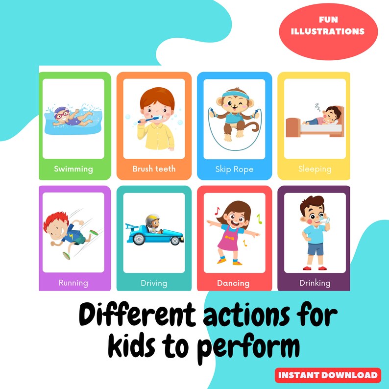 Printable Kids Charade Cards for Ages 4-8, Fun and Engaging Game for ...