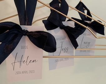 Wedding Coat Hanger Tags - The perfect special touch for your Wedding Dress, Bridesmaids & Suits. Personalised with Names, Ribbon etc.