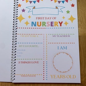 First day of Nursery memory page from personalised school memory book.