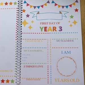 First day of year 3 school memory book example page