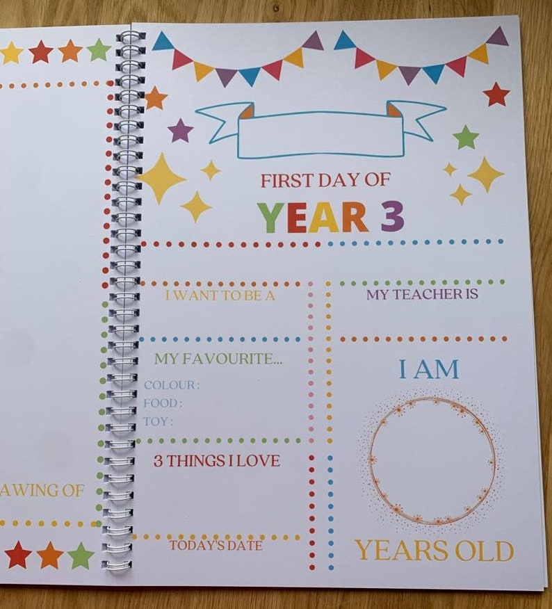 First day of year 3 school memory book example page