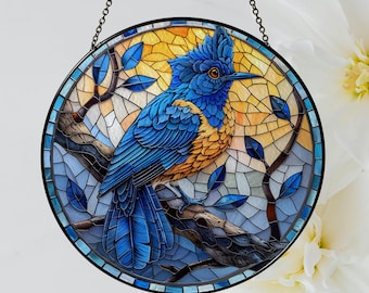 2025 Décoration En Cristal Teinté En Forme D'oiseau Bleu Ciel à Suspendre Pour Fenêtre, Décoration à Suspendre Pour Salon, Terrasse Et Scènes De