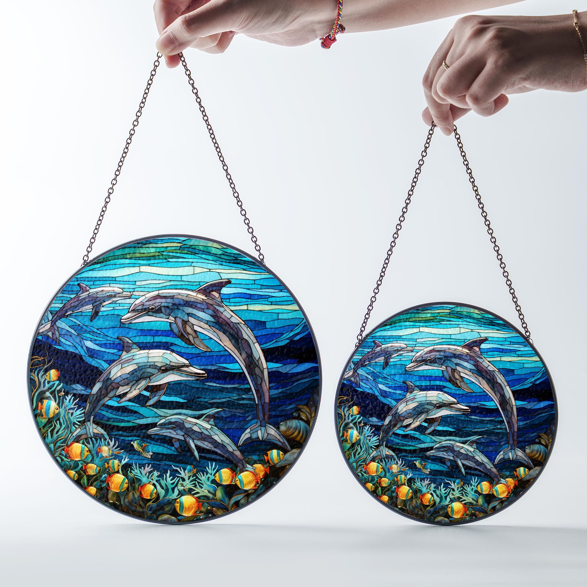 RIVEENY Delfin Buntglas-Fensterbehang – 20 Cm, Sonnenfänger Für Fenster, Deko & Geschenk