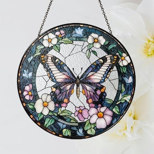 Stained Glass Butterfly Suncatcher, Colorful Window Hanging Decor, Handmade Sun Catcher, Garden Ornament, Gift for Butterfly Lovers