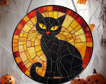 Halloween Stained Glass Suncatcher, Spooky Home Decor, Halloween Suncatcher, Halloween Ornament Suncatcher,Halloween Gift,Stained Suncatcher