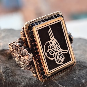 Ottoman Tughra Ring, Ottoman Sign Ring, Antique Style Silver Ring, Gift For Men, Turkish Men Ring, Muslim Ring, Ottoman Sultans Seal Ring