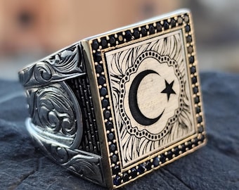 フェニックスシルバーリング、月と星のリング、三日月と星のリング