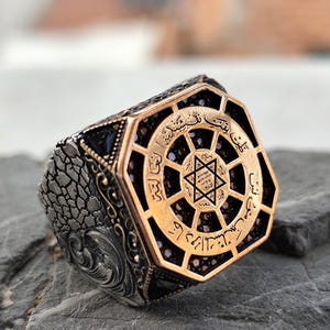 King Solomon Silver Ring, Kabbalah Ring, Archangel Silver Ring, Spiritual Silver Ring for Men,  Solomons Seal Ring, Star of David Large Ring