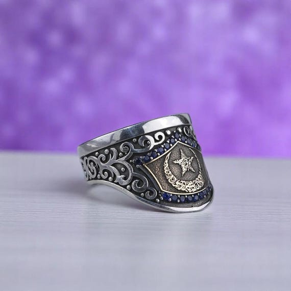 Turkish Archer Ring, Handmade Small Archery Ring, Crescent Star