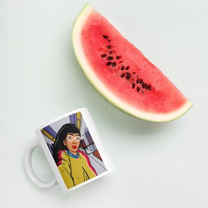 White Illustration Mug As A Gift Handmade Cup Coffee Time for Me