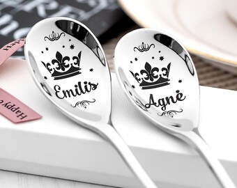 Custom Name Stainless Steel Spoon, Engraved Coffee or Tea (5.3-8 inch)