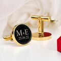 Personalized Gold Cufflinks: Initials and Date Groomsmen for Wedding Gift! Customized Black Cufflinks Engraved cufflinks Anniversary gifts product logo