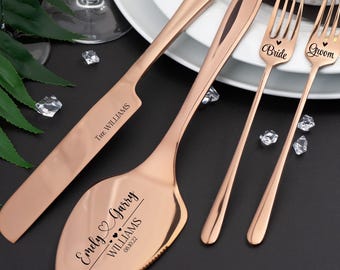 Rose Gold Wedding Cake Knife & Server Set – Elegant Cake Cutters for Weddings – Mr Mrs Gifts – Ideal Torte Hochzeit Wedding Gift Ideas