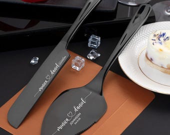 Wedding cake cutting set engraved - Wedding ceremony Cake Cutting Set Server Keepsake gift Wedding server set GIFT WRAPPED