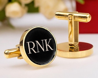 Custom Engraved Gold Cufflinks Groom Wedding Accessories Anniversary Husband Gifts  Groomsmen gift Wedding gift Cufflinks for men