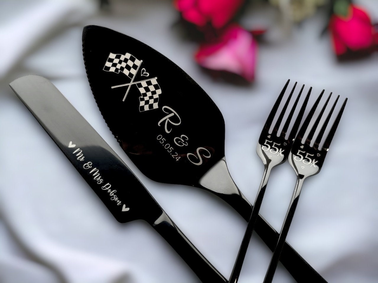 Personalized CAKE CUTTING Set Wedding Cake Cutter Engraved Cake Server