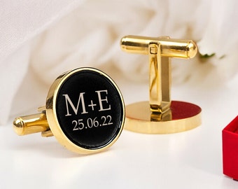 Personalized Gold Cufflinks: Initials and Date Groomsmen for Wedding Gift! Customized Black Cufflinks Engraved cufflinks Anniversary giftс