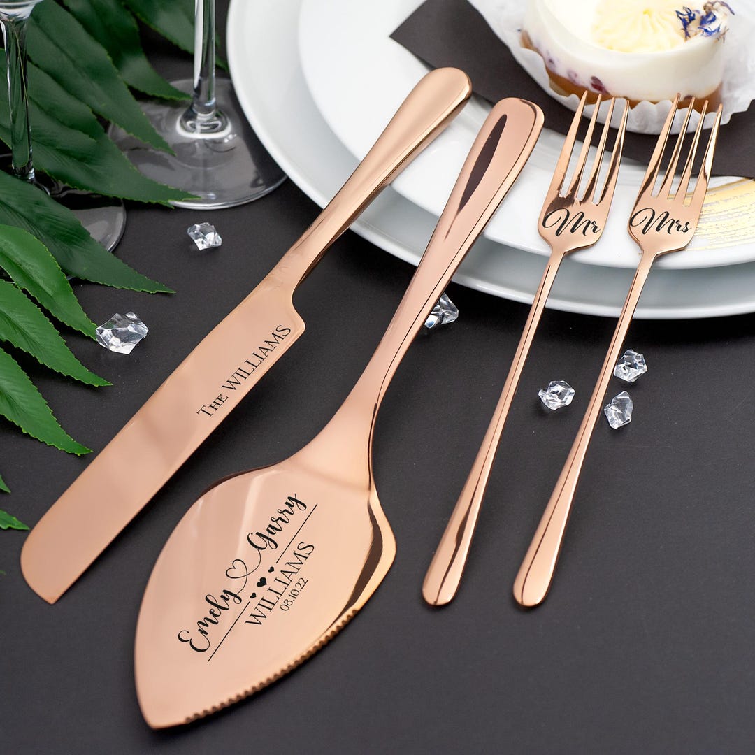 Engraved Cake Server Custom Wedding Cake Server and Knife Rose Gold ...