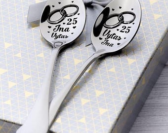 Personalized Teaspoon Gift: Engraved Couple’s Keepsake (Set of 2)
