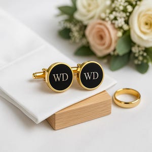 Personalized Cufflinks for Wedding, Custom Gift for Him, Engraved Initials or Date, Unique Wedding Gift, Men&#39;s Accessory