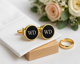 Personalized Cufflinks for Wedding, Custom Gift for Him, Engraved Initials or Date, Unique Wedding Gift, Men's Accessory