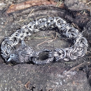 Men&#39;s chunky Viking bracelet Fenrir &quot;The breaker of Chains&quot; - Chainmaille - Chainmail - Viking - gift for him-Biker - Goth - Stainless Steel