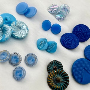 Glass buttons with self shank - vintage mid century pressed glass - sold in sets