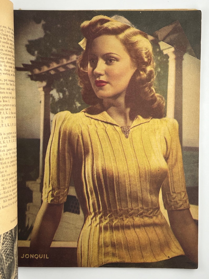 1945 Knitcraft Quaterly Magazine Knitting Annual 1940s patterns for dresses cardigans gloves hats and more WW2 era image 7