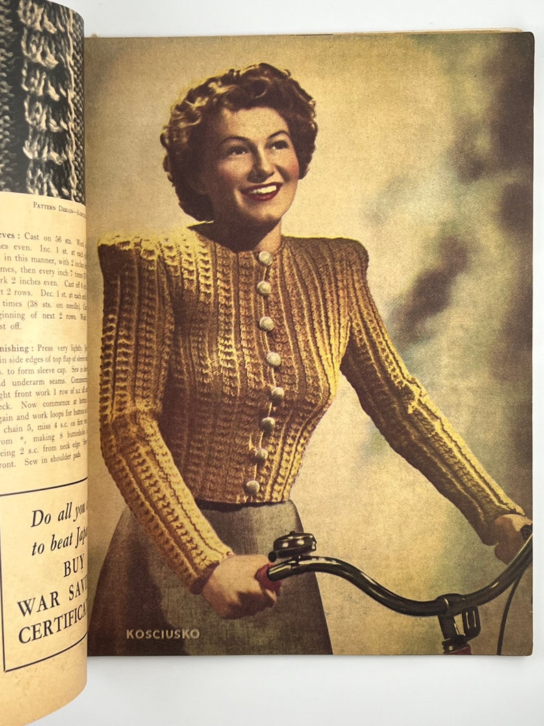 1945 Knitcraft Quaterly Magazine Knitting Annual 1940s patterns for dresses cardigans gloves hats and more WW2 era image 5