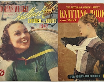 1947 & 1953 AWW Knitting Books - sold individually - The Australian Women’s Weekly Knitting Book for Adults and Children 40s 50s post-war