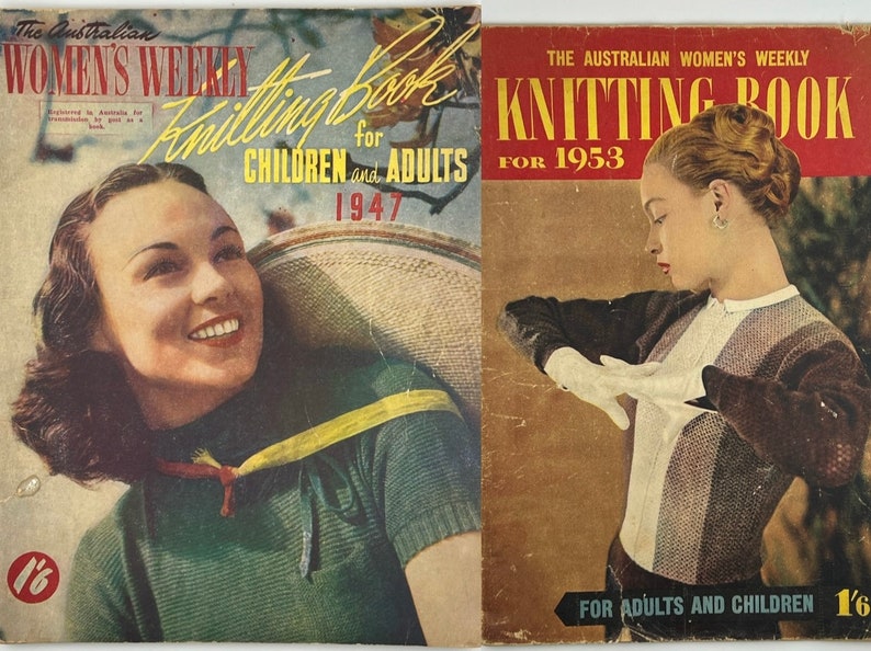 1947 & 1953 AWW Knitting Books sold individually The Australian Womens Weekly Knitting Book for Adults and Children 40s 50s post-war image 1