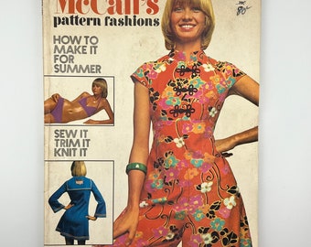 McCall’s Pattern Fashions Magazine Summer 1972 sewing knitting pattern catalog, how to and fashion guide vintage ephemera