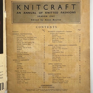 1945 Knitcraft Quaterly Magazine Knitting Annual 1940s patterns for dresses cardigans gloves hats and more WW2 era image 2