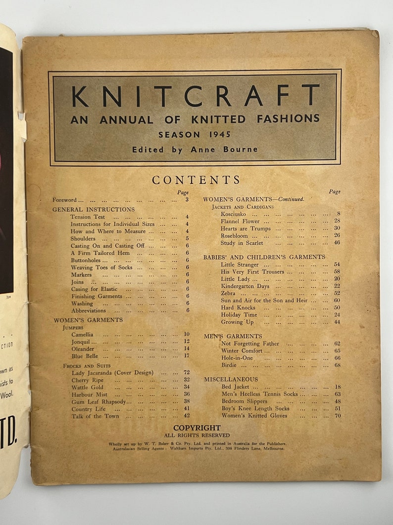 1945 Knitcraft Quaterly Magazine Knitting Annual 1940s patterns for dresses cardigans gloves hats and more WW2 era image 2