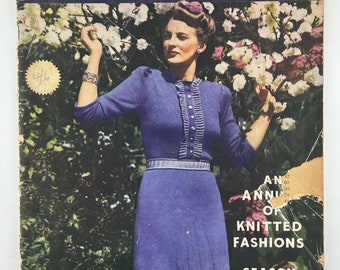 1945 Knitcraft Quaterly Magazine Knitting Annual 1940s patterns for dresses cardigans gloves hats and more WW2 era