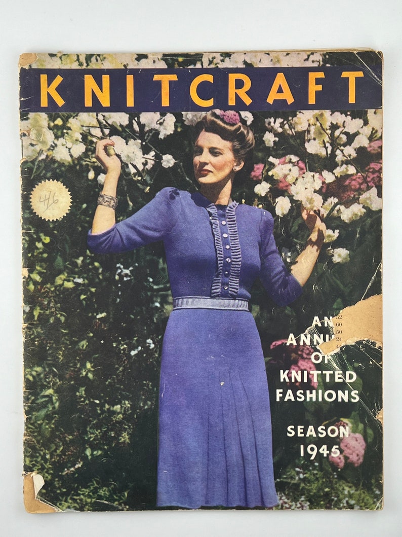 1945 Knitcraft Quaterly Magazine Knitting Annual 1940s patterns for dresses cardigans gloves hats and more WW2 era image 1