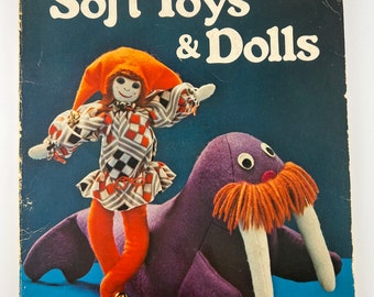 Soft Toys and Dolls How to Book by Sunset Books - vintage 70s plush teddies pattern book