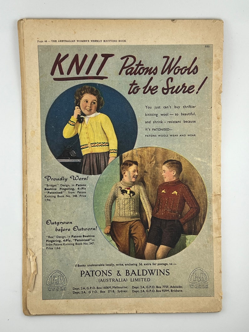 1947 & 1953 AWW Knitting Books sold individually The Australian Womens Weekly Knitting Book for Adults and Children 40s 50s post-war image 10