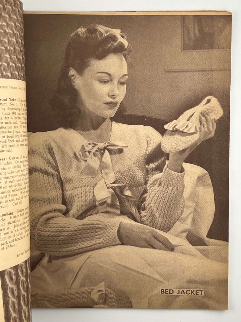 1945 Knitcraft Quaterly Magazine Knitting Annual 1940s patterns for dresses cardigans gloves hats and more WW2 era image 8