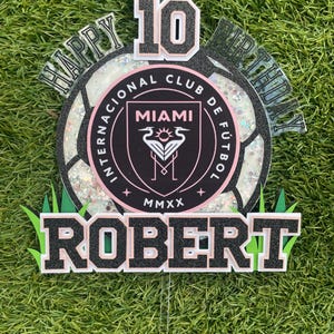 Inter Miami soccer cake topper, Soccer cake topper, Soccer theme party, Soccer birthday decor, Messi cake topper Miami cake topper,