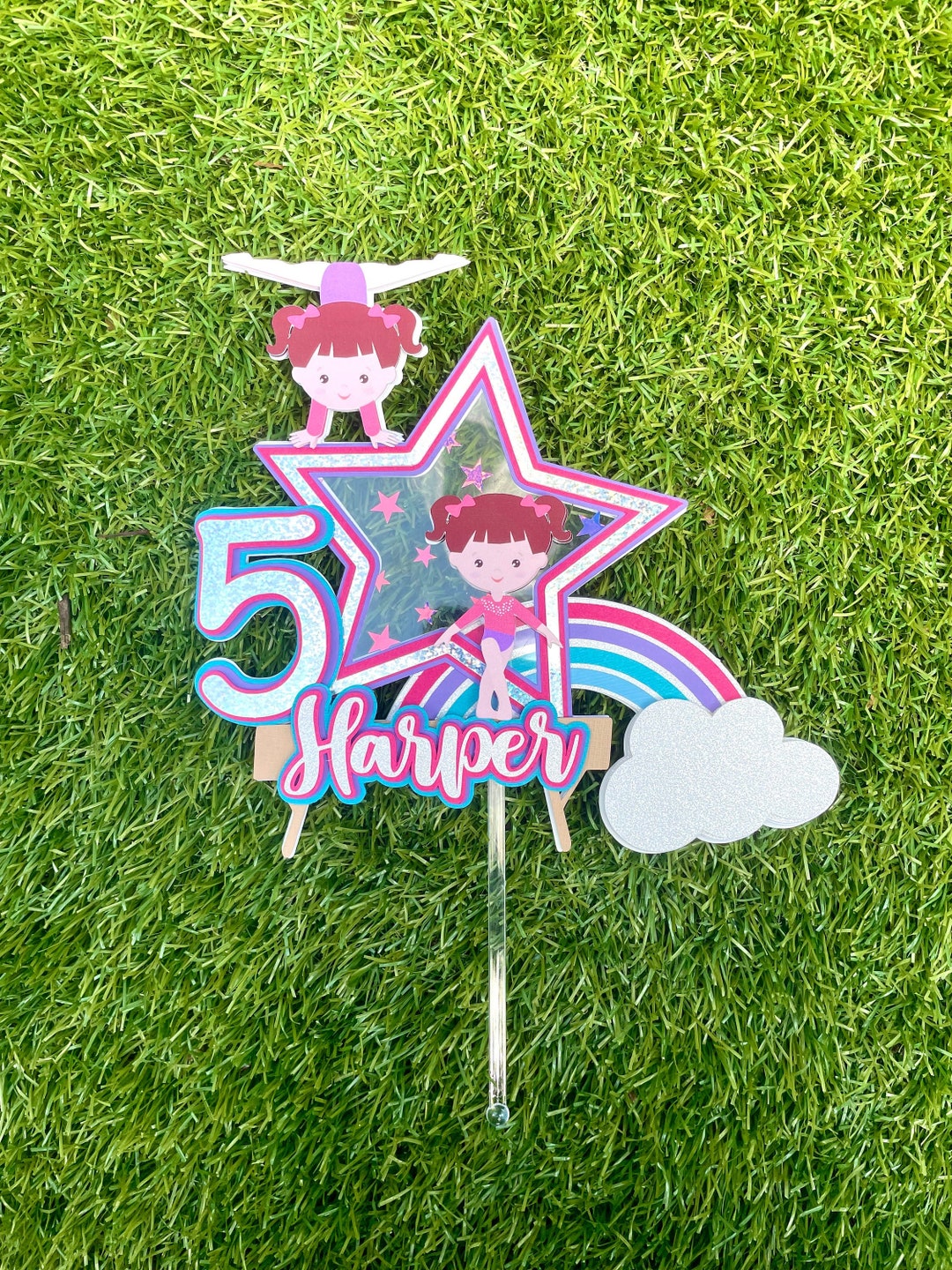 Gymnastics Cake Topper Gymnast Girl Cake Topper Gymnastics Etsy