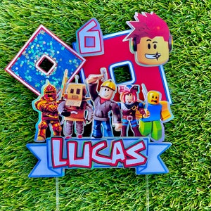 Roblox cake topper, Roblox birthday theme, Roblox birthday party, Roblox personalized topper, Roblox birthday decor