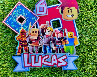 Decorazione per torta Roblox, tema compleanno Roblox, festa di compleanno Roblox, decorazione personalizzata Roblox, decorazioni per compleanno Roblox