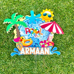 Pool Party Cake Topper | Beach Party Cake Topper | Summer Theme Party | Pool Party Birthday Theme | Beach Ball | Surfer Birthday Party Decor