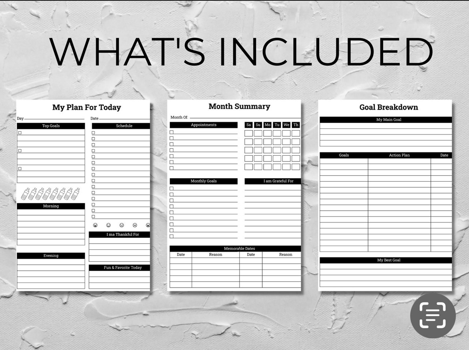 ADHD Printable Planner for Organisation and Productivity. Minimalist