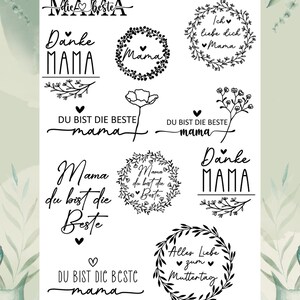 Rub Ons I Rub-On Mama Muttertag, A5, Transfer Sticker, z.B. f. Raysin / Keraflott, Geschenk weitere im Shop Bild 1