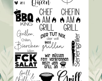 Rub Ons I Wasserschiebefolie Grillzeit, BBQ, Grill, A5, Transfer Sticker, z.B. f. Raysin / Keraflott