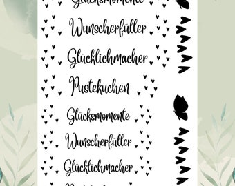 Rub Ons I Rub-On Glücksmomente, Wunscherfüller , A6, Transfer Sticker, z.B. f. Raysin / Keraflott, Geschenk -weitere im Shop!